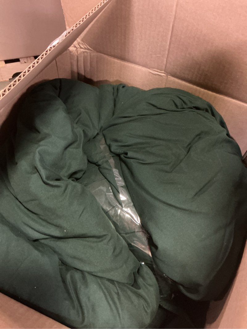 Condition photo showing As Is for Andency Dark Green California King Comforter Set, 3 Pieces Lightweight Fluffy Farmhouse Shabby Chic Bedding Comforter Sets, Soft Microfiber All Season Cal King Bed Sets(104x96Inch) Dark Green California King(104"x96")