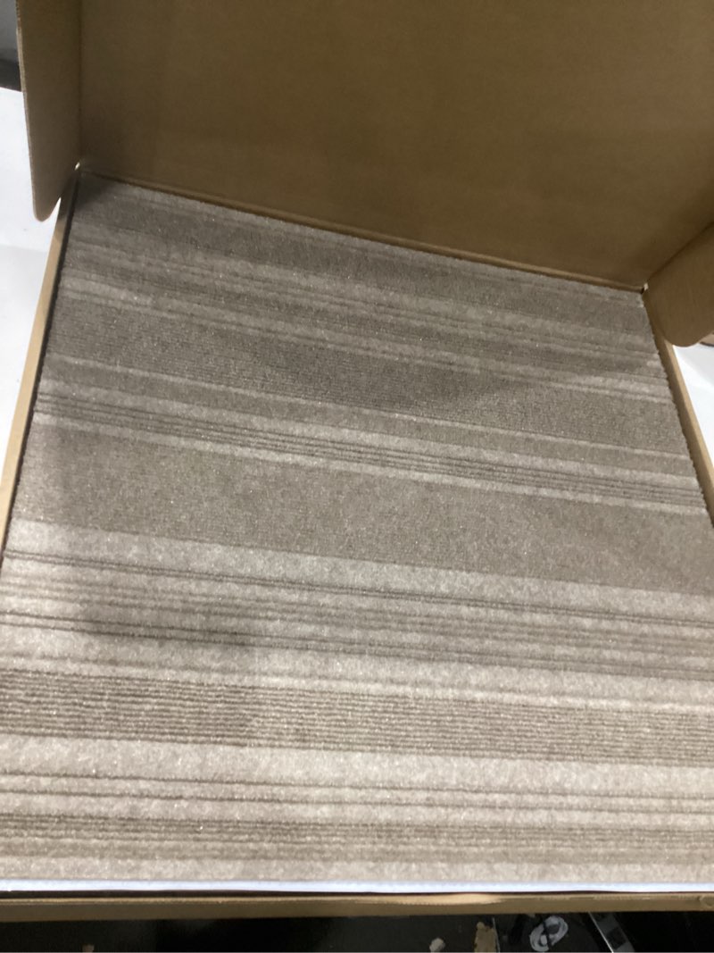 Condition photo showing Good Condition for 12x12 inch peel and stick carpet tiles with soft pad, self-adhesive removable floor squares for bedroom, office, rental, easy diy installation (10, camel) camel 10, similar to stock photo, actual measurements unknown