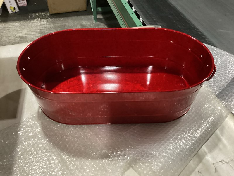 Ice Bucket Galvanized Tub, 2 Pcs 5 Gallon Oval Beverage Tub, Drink Cooler Ice Buckets for Parties, M