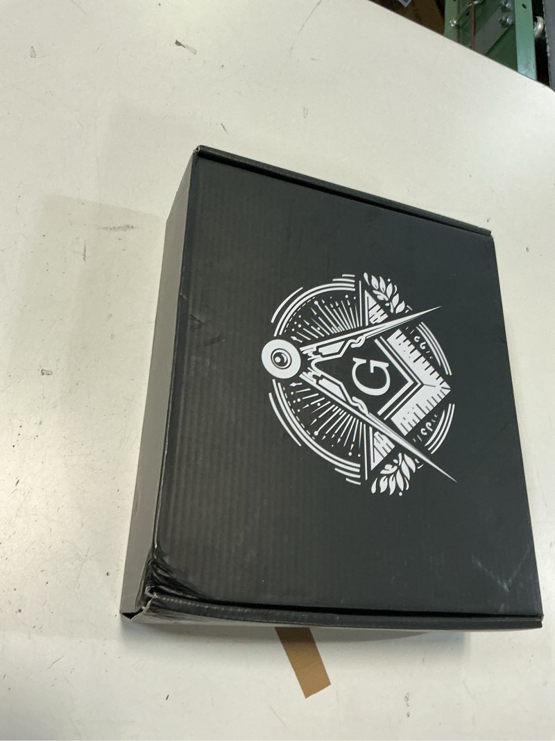 Condition photo showing New/Like New for Free Mason Cigar Humidor - Cedar Lined Cigar Holder Humidifier with Accurate Hygrometer, Dropper, and Wood Bar Divider, Masonic Gifts for Men