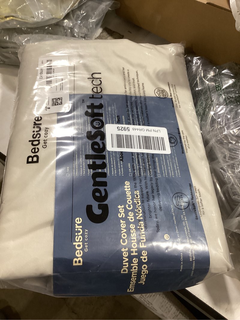 Condition photo showing New/Like New for bedsure duvet cover queen size - soft double brushed bedding set for kids & adults, zipper closure, 3 pieces, includes 1 duvet cover (90"x90") & 2 pillow shams, no comforter, linen duvet cover with sham set queen (90"x90") 03 - linen