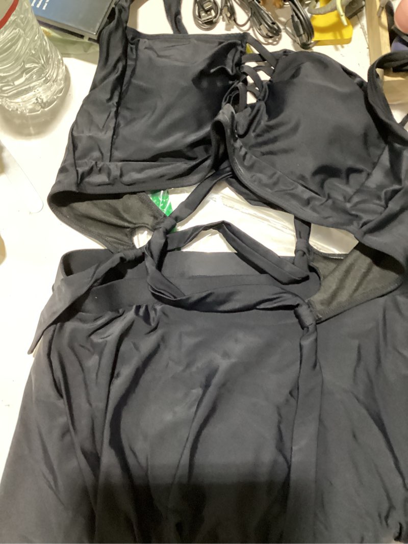 Condition photo showing Good Condition for zilcremo women high waisted bikini sets two piece swimsuits wrap swim skirt set tie back bathing suit x-large black