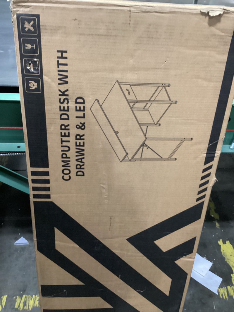 Condition photo showing New/Like New for AODK Gaming Desk with LED Lights, 40 Inch Computer Desk with Drawers, Reversible Small Desk with Monitor Stand & Headphone Hook for Home Bedroom, Black 40 Inch Black