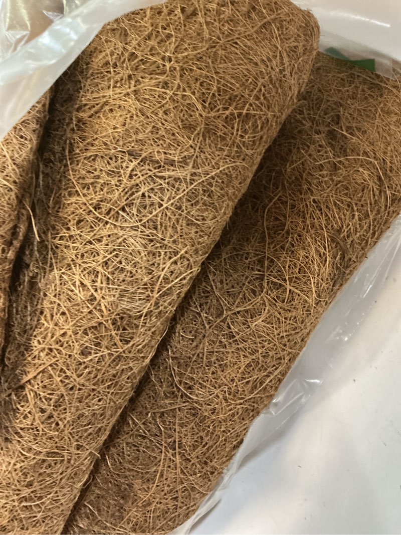 Condition photo showing Good Condition for 2 pack 48 inch trough coconut liners for planters- natural coco liner window box liners replacement, coconut fiber planter liner for outdoor flower planters, deck railings, fence and balcony 2 48in