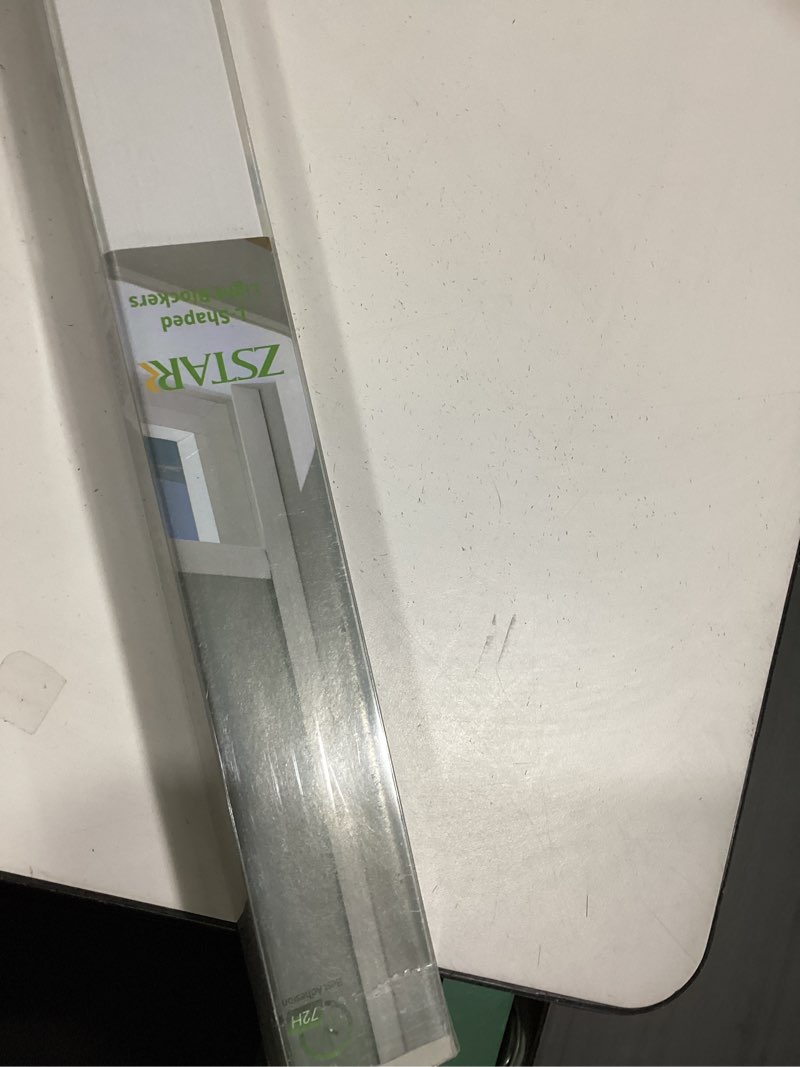 Condition photo showing Good Condition for ZSTARR PVC Light Blockers Blackout Light Blockers Side Tracks for Window Shades and Blinds Side Tracks for Blackout Shades Easy to Instal Light Blocking Strips for Bedroom (White, 58",2Pcs) L-shaped White-2pcs 58‘’