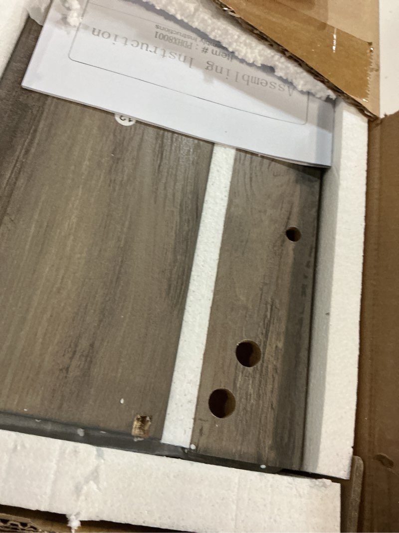 Condition photo showing Good Condition for RUSTOWN Rustic Wood Wall Storage Cabinet with Two Sliding Barn Door, 3-Tier Decorative Farmhouse Vintage Cabinet for Kitchen Dining, Bathroom, Living Room, Washed Oak