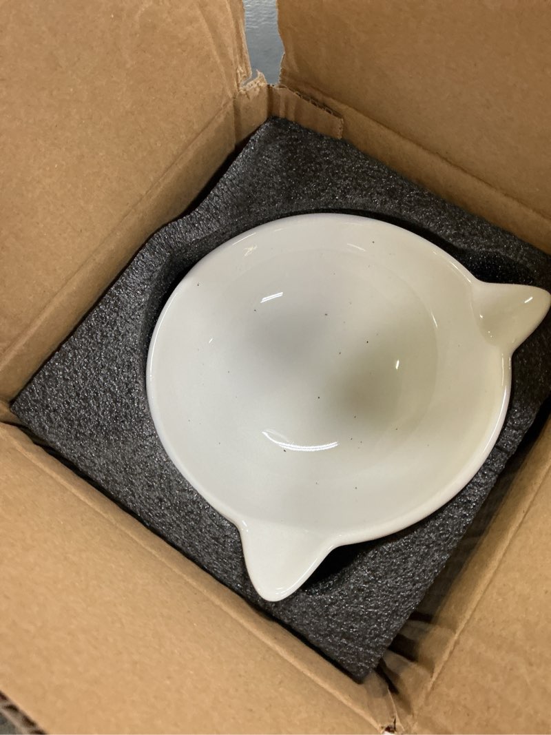 Condition photo showing Good Condition for ceramic raised cat bowl?tilted raised cat bowl anti vomit cat bowls for indoor cats whisker friendly pet feeder for cats puppies, microwave and dishwasher safe