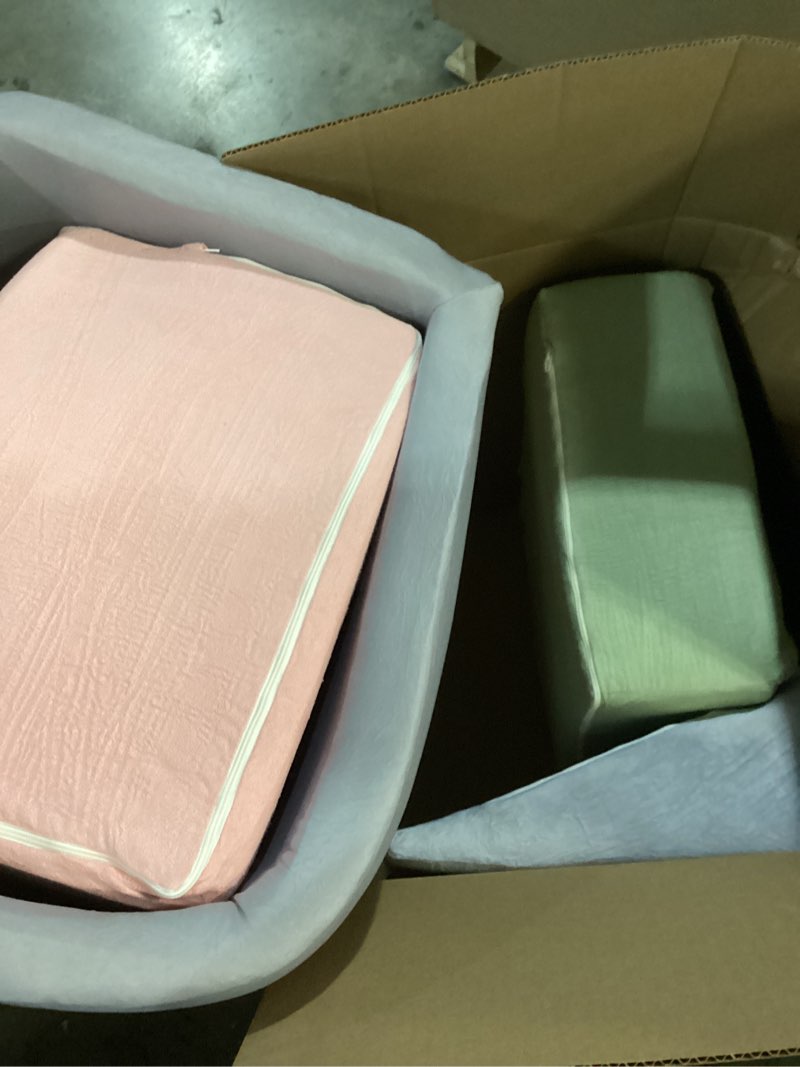 Condition photo showing As Is for Climbing Toys for Toddlers , Foam Climbing Blocks with Ball Pit for Baby, 5-Piece Soft Toddlers Climbing Toy Indoor,Climbing Crawling Toys Soft Foam Blocks Activity Play Set(Balls not Included) Blue/Grey