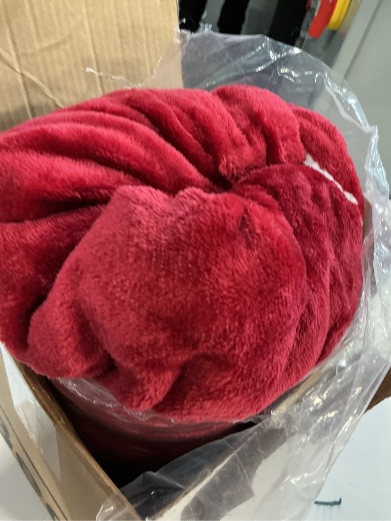 Condition photo showing Good Condition for Bedsure GentleSoft Sherpa Fleece Throw Blanket for Couch - Thick and Warm Throw for Girls and Women, Soft Fuzzy Plush Christmas Blanket for Winter, Red, 50x60 Inches Throw (50" x 60") 07 - Red
