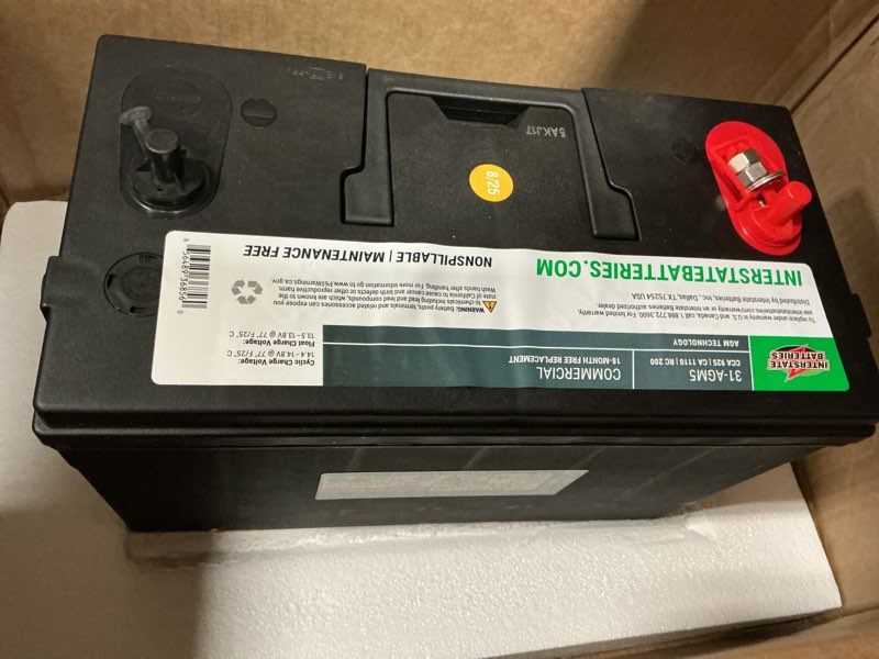 Condition photo showing New/Like New for Interstate Batteries Marine Deep Cycle Battery 12V 100Ah 925CCA (31-AGM5) Pure Matrix Power Commercial Battery Pure Lead AGM Replacement (Group 31) Auxiliary Units APU, Starting Engines, Heavy Duty