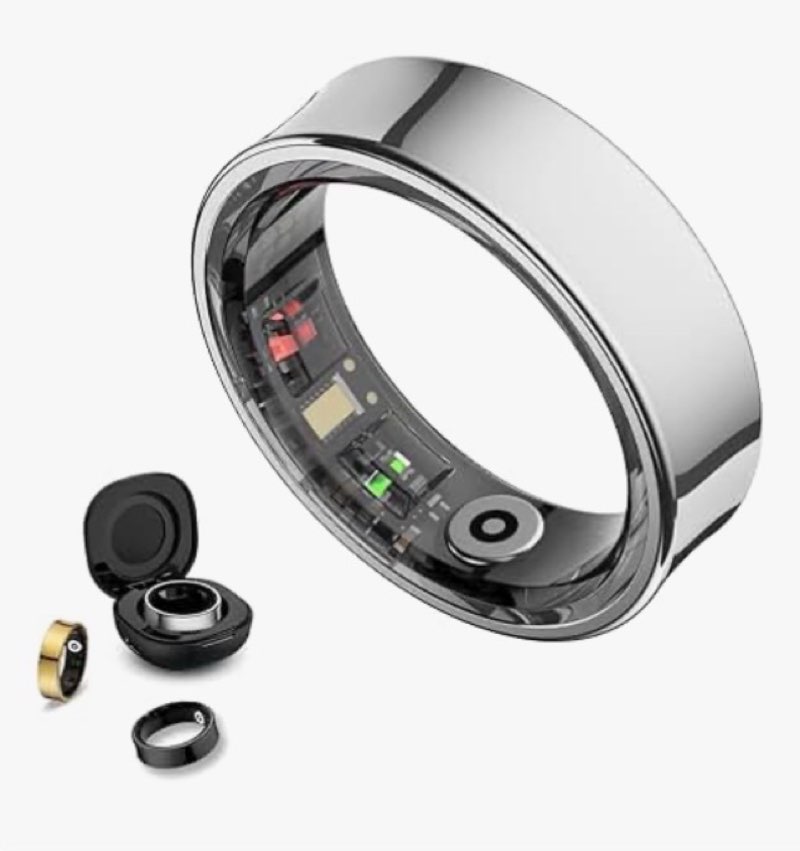smart ring health tracker, smart rings for men & women, no subscription required, long-lasting battery sleep ring, fitness & sleep monitor compatible with ios & android (silver, 10) silver 10