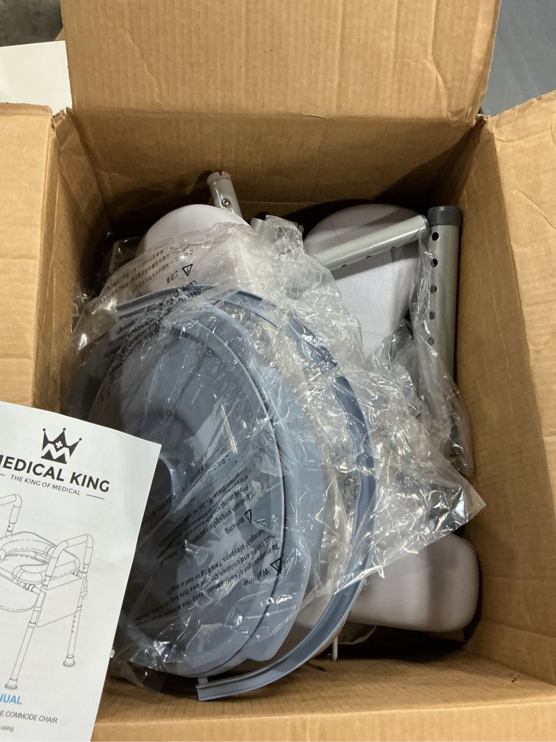 Condition photo showing Good Condition for aw raised toilet seat riser adjustable height 16" to 21" padded bedside commode bedpan with handles aluminum 375 lbs capacity fit any toilet for elderly seniors disabled handicapped