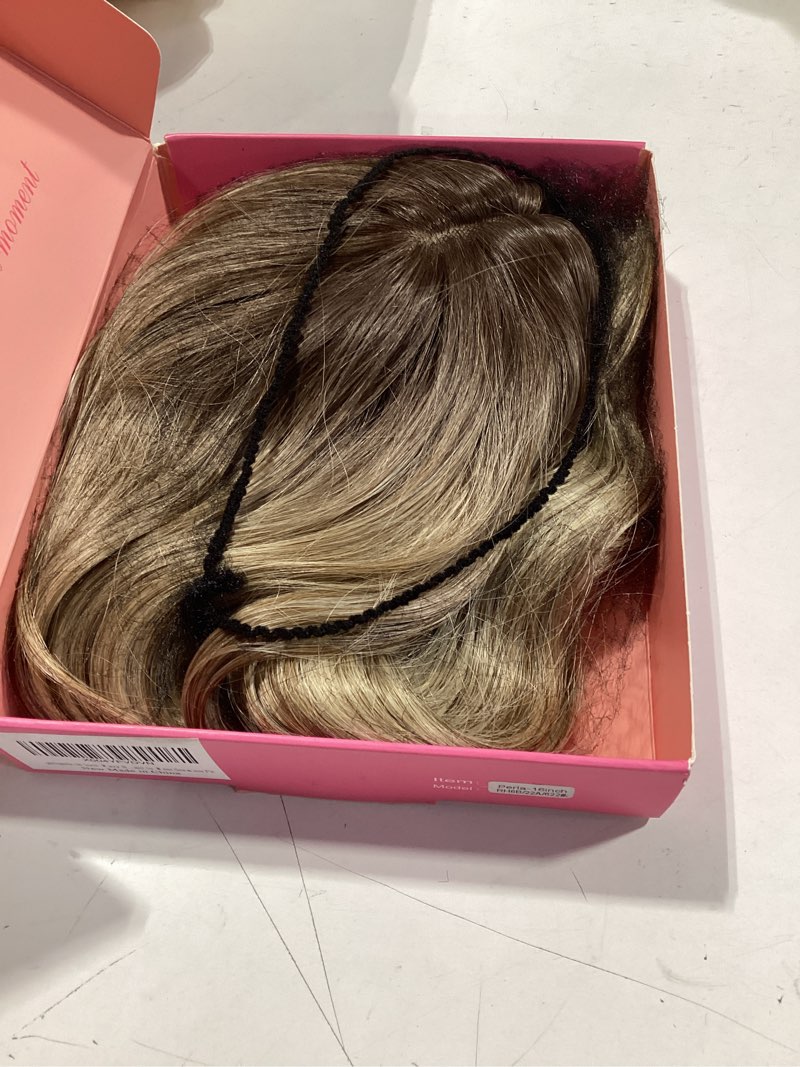 Condition photo showing Good Condition for 16 inch wavy hair topper full coverage hair pieces for women with thinning hair- natural blending curls handtied lace hairline easy to wear seamless fit beige blonde balayage with dark roots