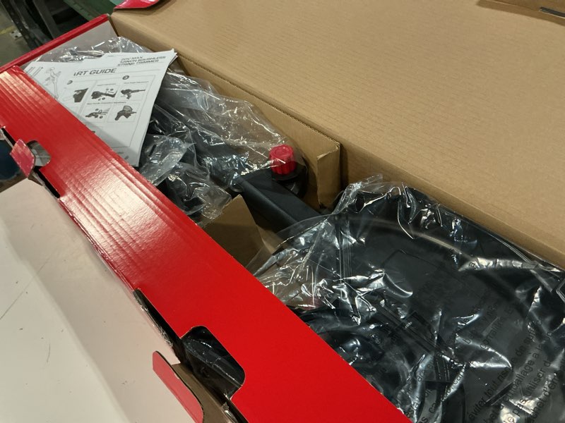 Condition photo showing As Is for hyper tough 12" 20v brushless cordless string trimmer with 20v max 2.0ah battery and charging cable