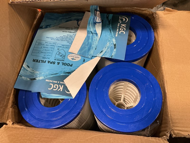 Condition photo showing As Is for plf105a 4 pack pool filter replaces pentair ccp420, 178584, r173576, unicel c-7471, 817-0106, filbur fc-1977, ultral-a6, pcc105-pak4 | l×od: 26-1/16"×7”, 105 sq.ft. cartridge