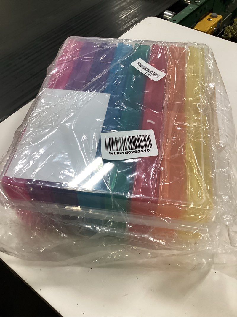 Condition photo showing Good Condition for craftgenes photo storage box, colorful 16 inner 4''×6'' craft organizers and storage with handle for photos, pictures, craft, sewing supplies, card organizer&sticker storage rainbow