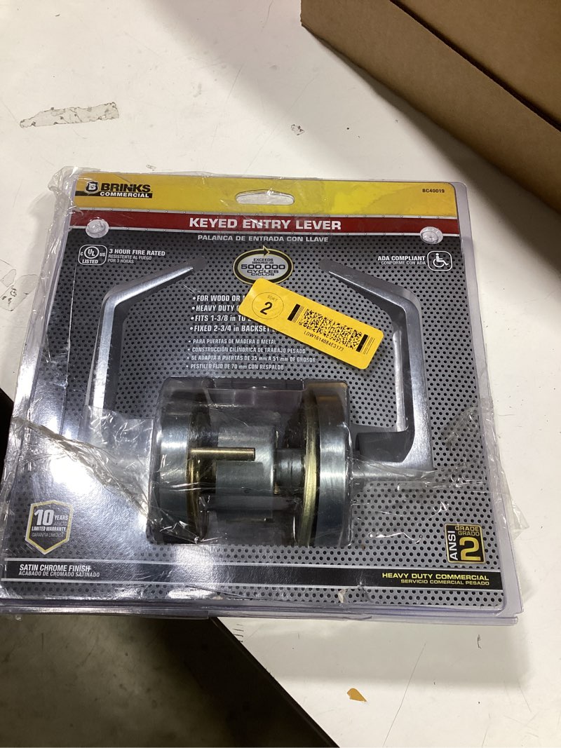 Condition photo showing As Is for Schlage Elan Satin Chrome Exterior Keyed Entry Door Handle/ Missing parts