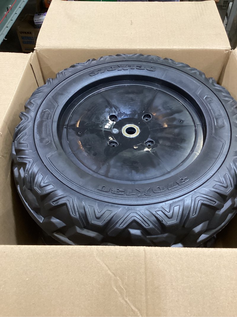 Condition photo showing Good Condition for 2Pack 37CM/14.5'' EVA Soft Compound Alligator Tire for Kids Ride on Car Power Wheels Tires&Wheels Upgrade,1.6CM/0.63in Aperture Front/Rear Gator Wheel for SUV/UTV/ATV JEEP Replacement Parts