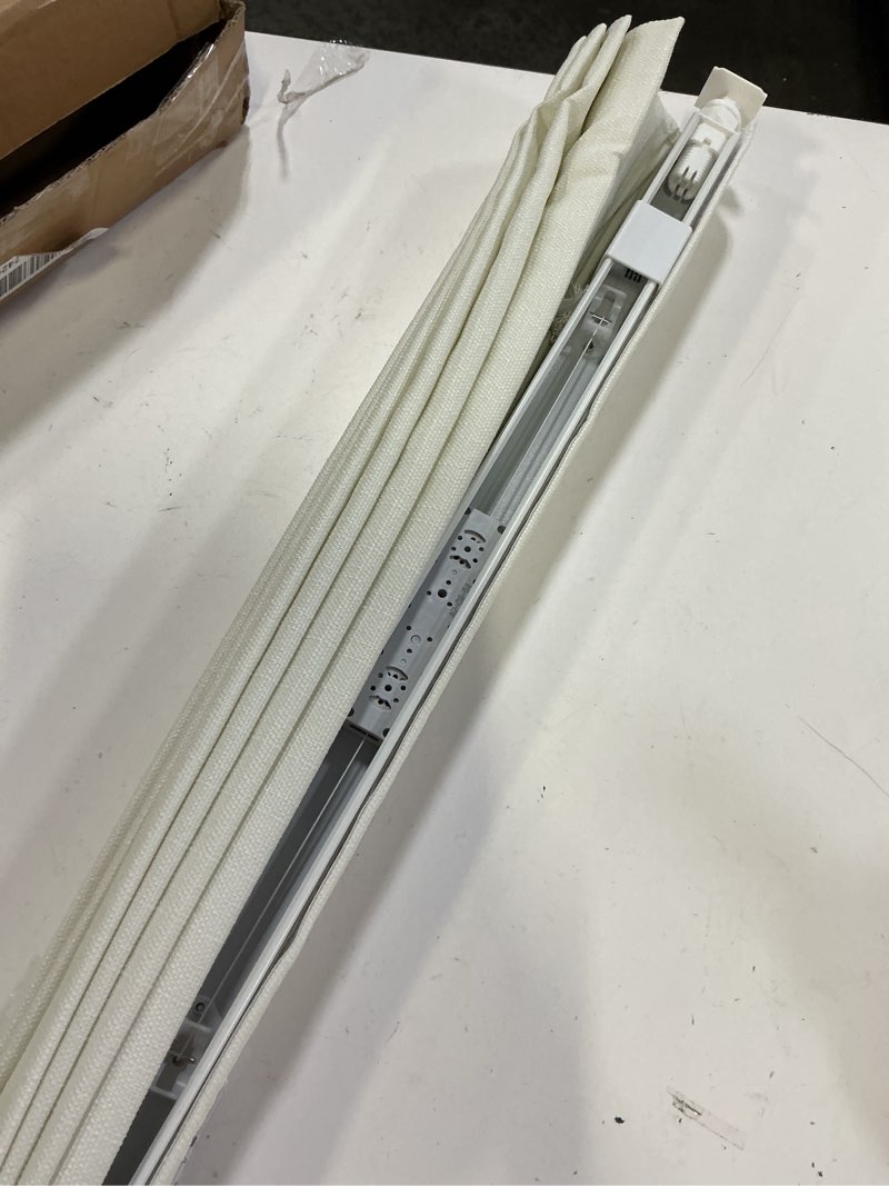 Condition photo showing As Is for lazblinds no drill roman shades for windows, cordless light filtering window shades with uv protection, polyester fabric for bedroom & living room, 20" w x 64" h, off white light filtering - off white 20"w x 64"h