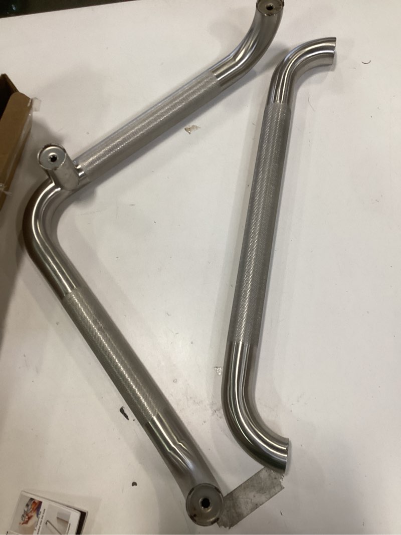 Condition photo showing Good Condition for 16 Inch Angled Bathroom Grab Bars with 20 Inch Straight Munzong Brushed Nickel Toilet Handicap Grab Rail for Showers,Anti Slip Stainless Steel Knurled Safety Handle Support Elderly Injury Senior 16IN-2P Chrome