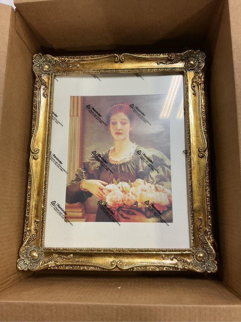 Condition photo showing Good Condition for SIMON'S SHOP 11x14 Picture Frame Matted to 8x10 Photo, Vintage Gold Picture Frames 11x14 with Mat for 8x10 Artwork, Wall and Tabletop Display Poster Frames 11x14 Gold 01- pack 2 