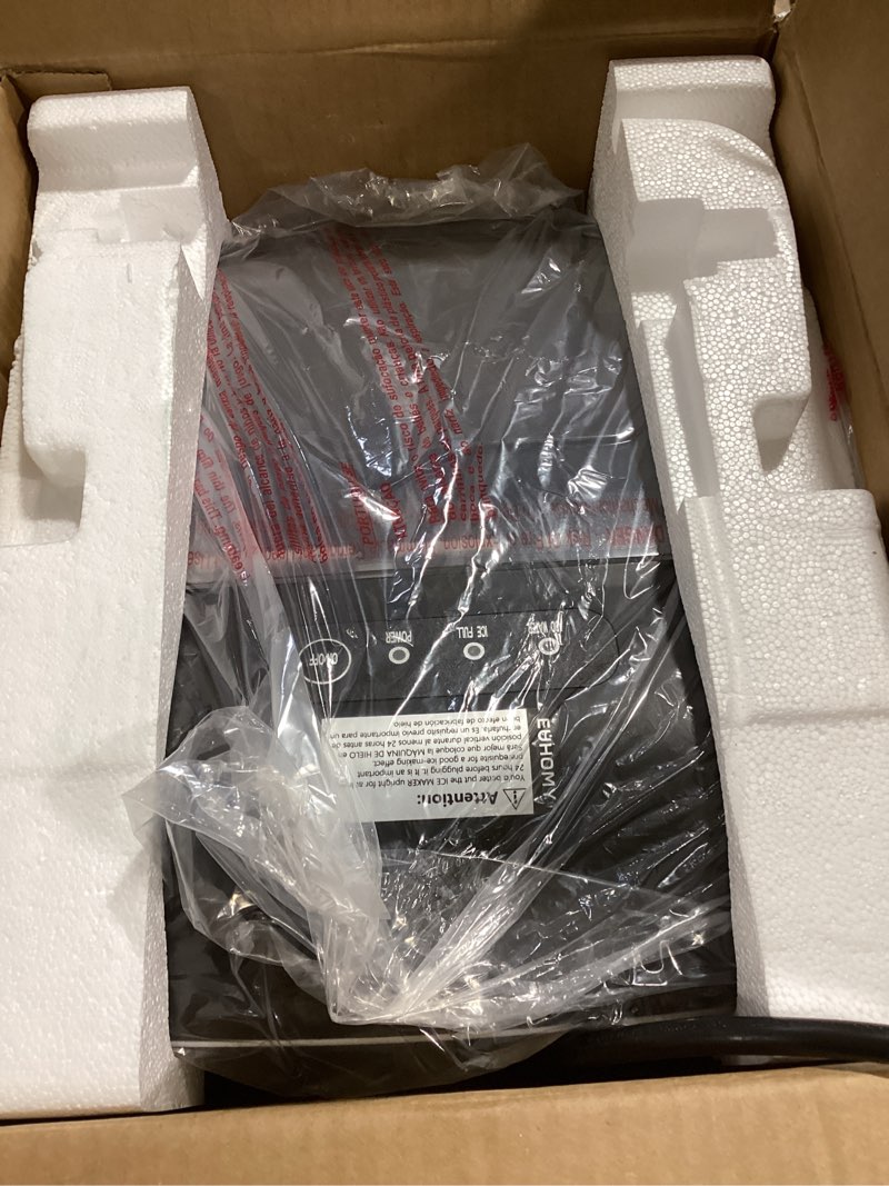 Condition photo showing Good Condition for euhomy countertop ice maker machine with handle, 26lbs in 24hrs, 9 ice cubes ready in 6 mins, auto-cleaning portable ice maker with basket and scoop, for home/kitchen/camping/rv. (black) black 26lbs