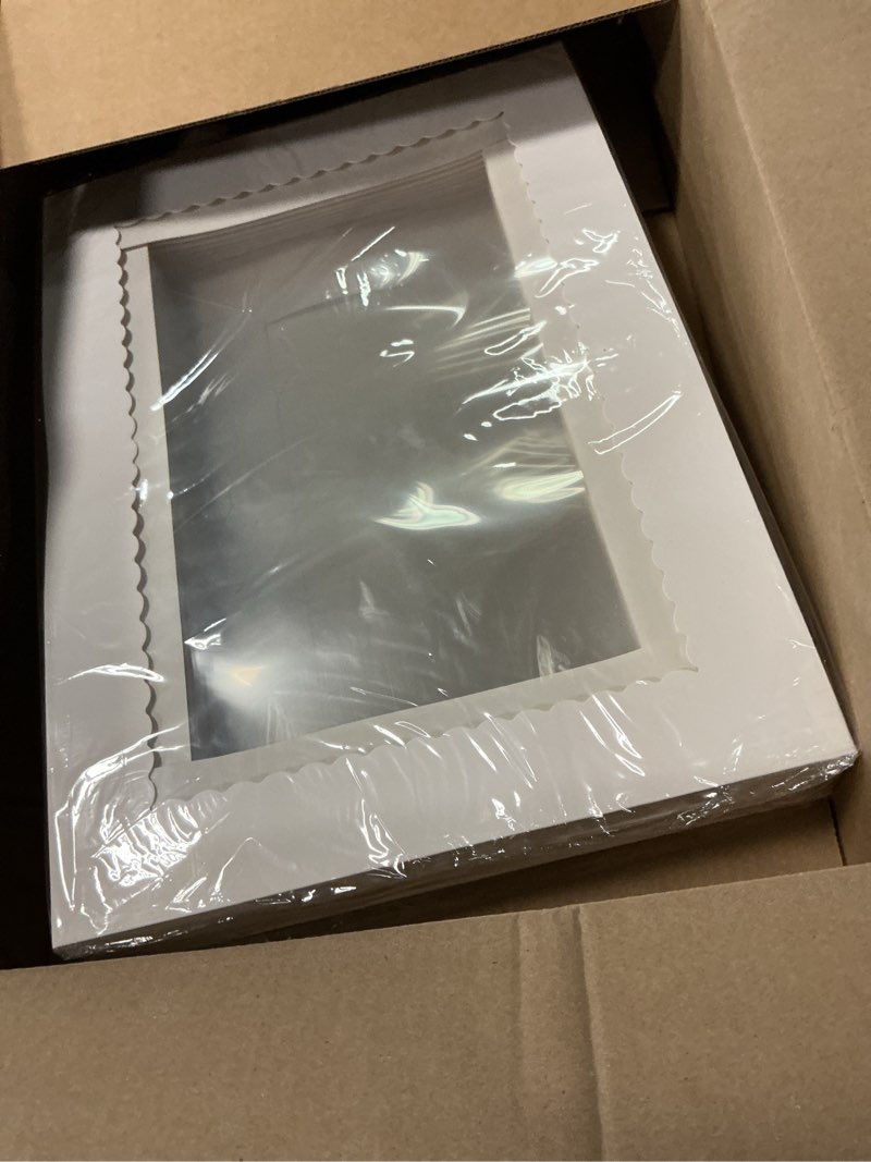 Condition photo showing Good Condition for 10pcs 19x14x5 half sheet cake boxes with window rectangle 1/2 sheet bakery boxes for pastry baking cake, cupcakes, donuts, cookies, pie treat packaging white large
