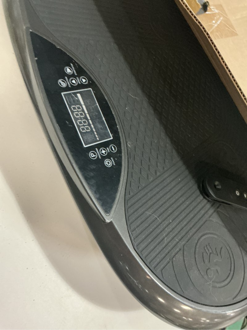 Condition photo showing As Is for merach vibration plate exercise machine, 4d whole body workout vibrating platform for lymphatic drainage weight loss muscle activation, home fitness equipment with bluetooth light pull cord black