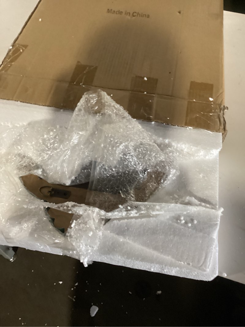 Condition photo showing Good Condition for Vintage Oval Mirrors for Wall Decor 16 x 23 inch, Hanging Distressed Small Turquoise Wall Art, Rustic Blue Scalloped Wood Mirror for Entryway Bathroom Living Room, Horizontal or Vertical