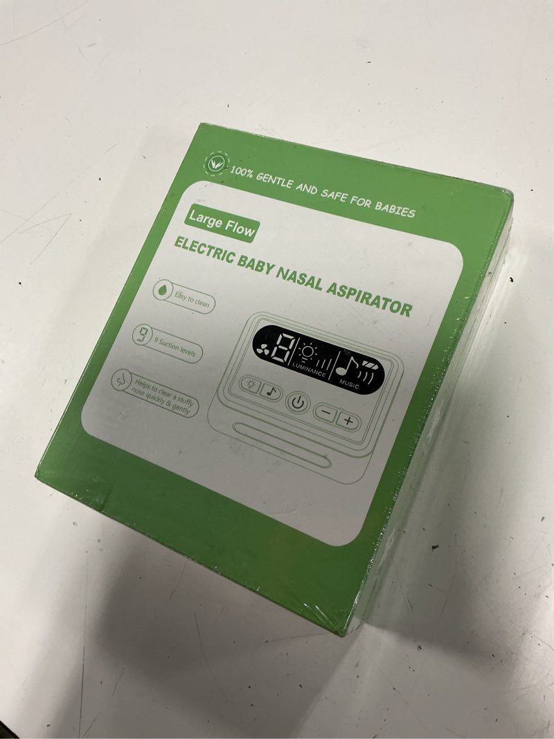 Condition photo showing New/Like New for baby nasal aspirator, electric nose sucker for newborns & infants, 9 suction levels, portable, easy to clean, night light & music