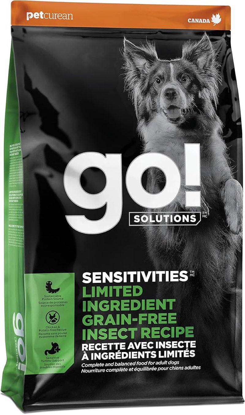 (Best by 2026/MAR/29)Go! Solutions Sensitivities Limited Ingredient Insect Grain-Free Dry Dog Food, Chicken-Free Kibble M