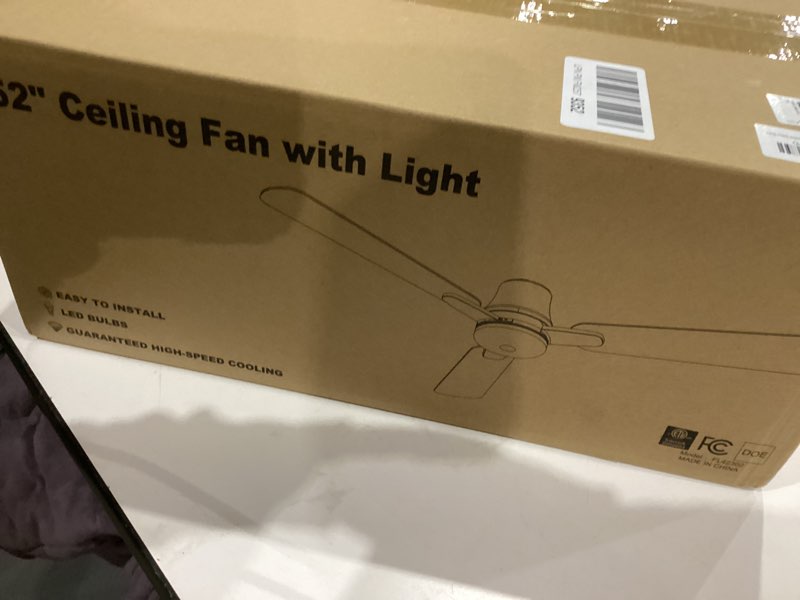 Condition photo showing New/Like New for OSTIVE Ceiling Fans with Lights and Remote: 52 Inch Modern Black Ceiling Fan, Low Profile Flush Mount, Quiet Reversible DC Motor & 3CCT Dimmable LED for Bedroom Living Room Kitchen Indoor Home