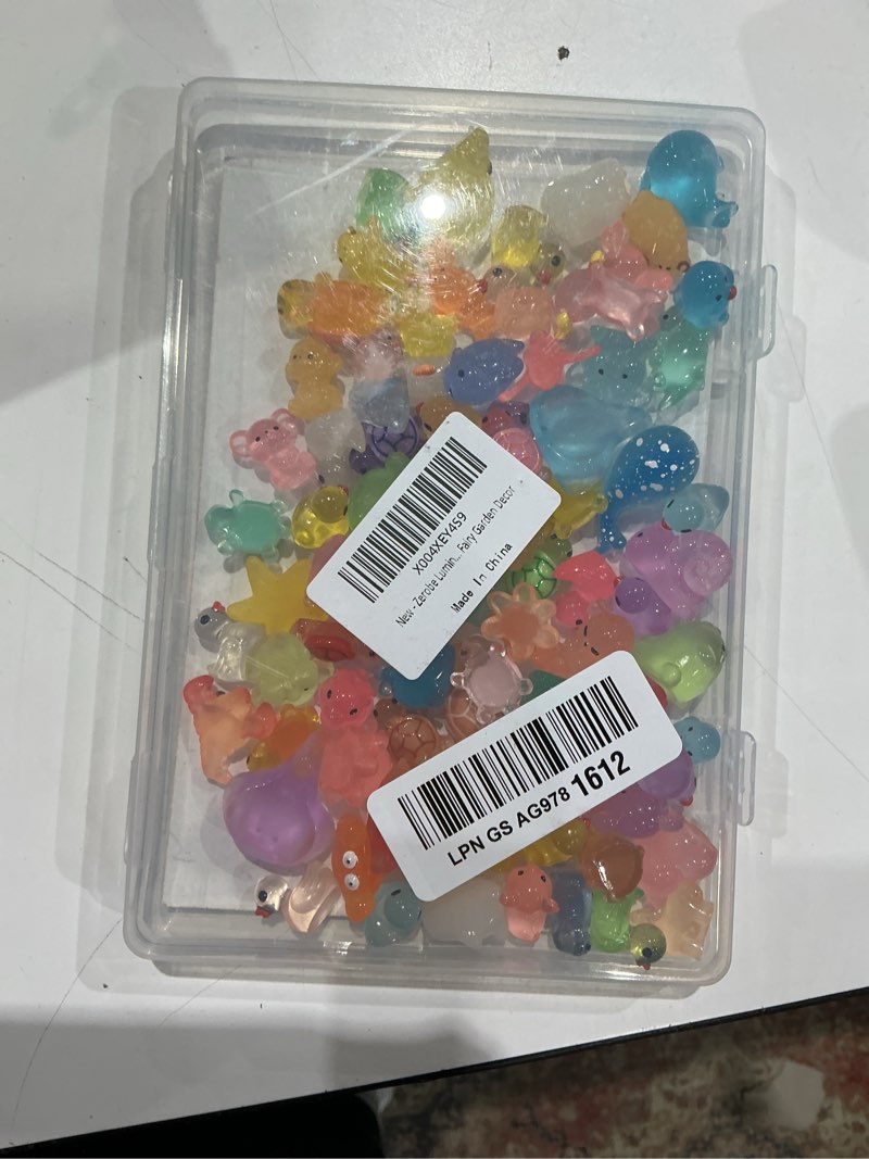 Condition photo showing Good Condition for zerobe luminous mini resin animals - miniature glow in the dark resin animal figures to hide tiny small little ducks turtles dinosaurs and frogs for micro landscape fairy garden decor 82pcs