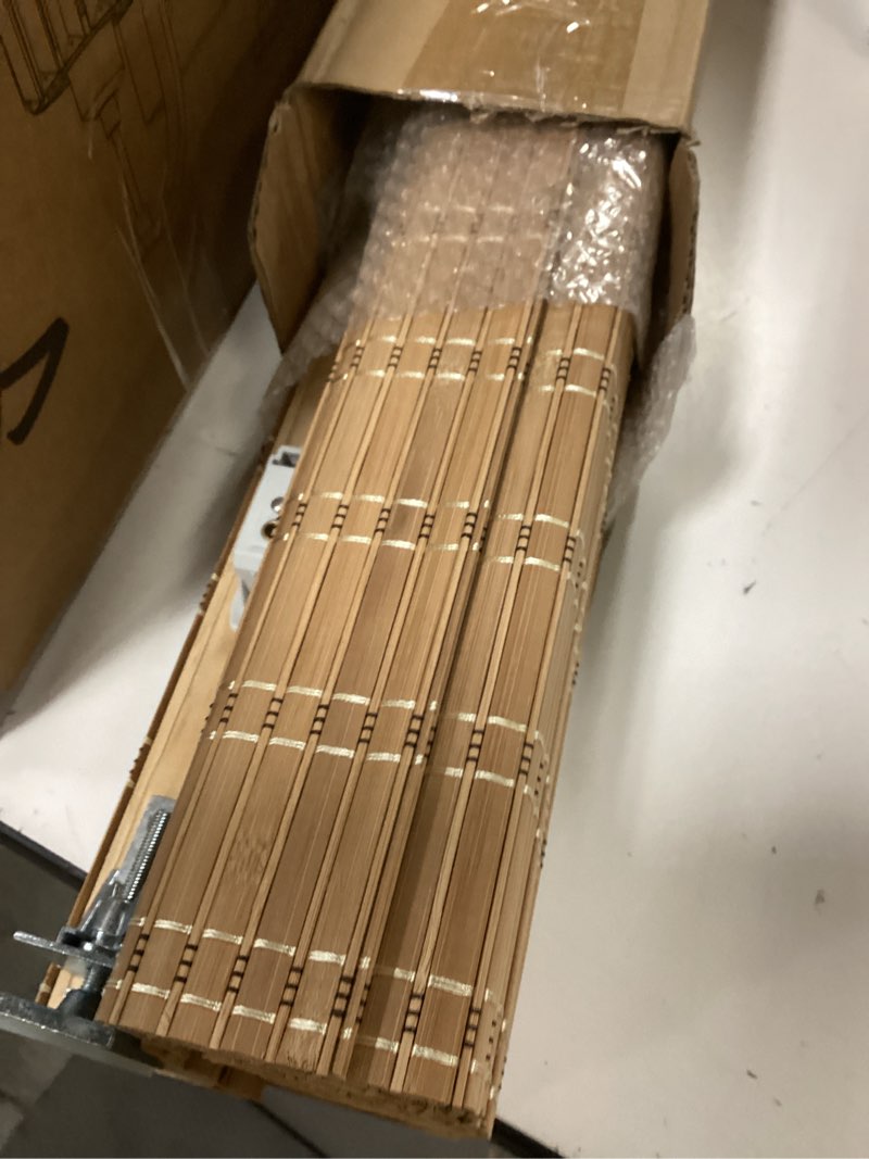 Condition photo showing Good Condition for LazBlinds No Tools No Drill Cordless Bamboo Roman Shades, Light Filtering Window Treatment, Roll Up Bamboo Blinds for Windows 25'' W x 64'' H, Brown Light Filtering-brown206 25" W x 64" H