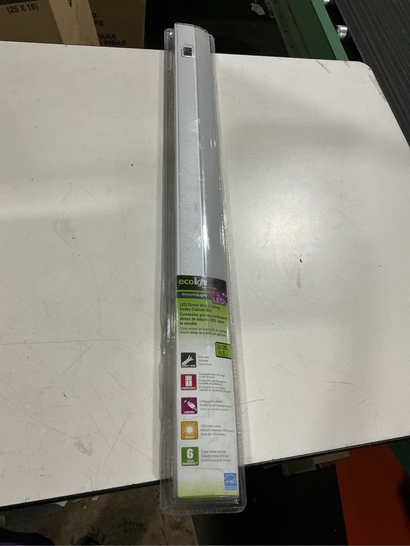 Condition photo showing New/Like New for ecolight 30-inch led direct wire under cabinet light bar, silver gloss metallic