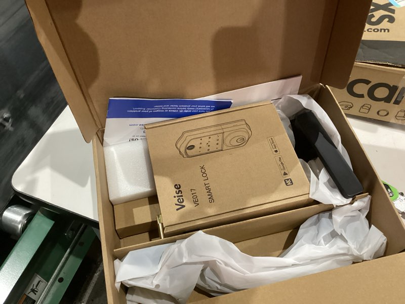 Condition photo showing Good Condition for Veise VE017-H Fingerprint Smart Front Door Lock Set, App Control, 8-in-1 Keyless Entry Deadbolt with Zinc Alloy Handles, Emergency Power Port, Touchscreen Keypad, Auto Lock, Easy Install, Matte Black