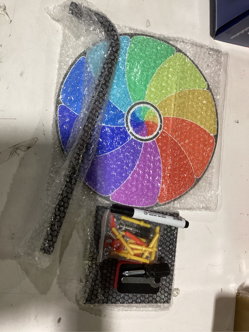 Condition photo showing Good Condition for JstFrU 12 Inch Heavy Duty Spinning Prize Wheel - 10 Slots Color Tabletop Roulette Spinner of Fortune, with Eraser for Trade Show, Carnival, Win Fortune Spin Games,Multiple Colors Multiple Colours