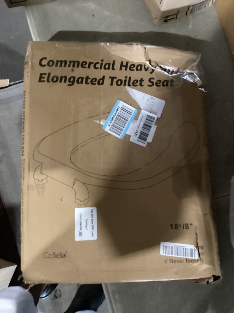 Condition photo showing New/Like New for commercial heavy duty open front toilet seat without cover, thickened material, never loosen, elongated, white (18.5”), 1-pack elongated-1-pack