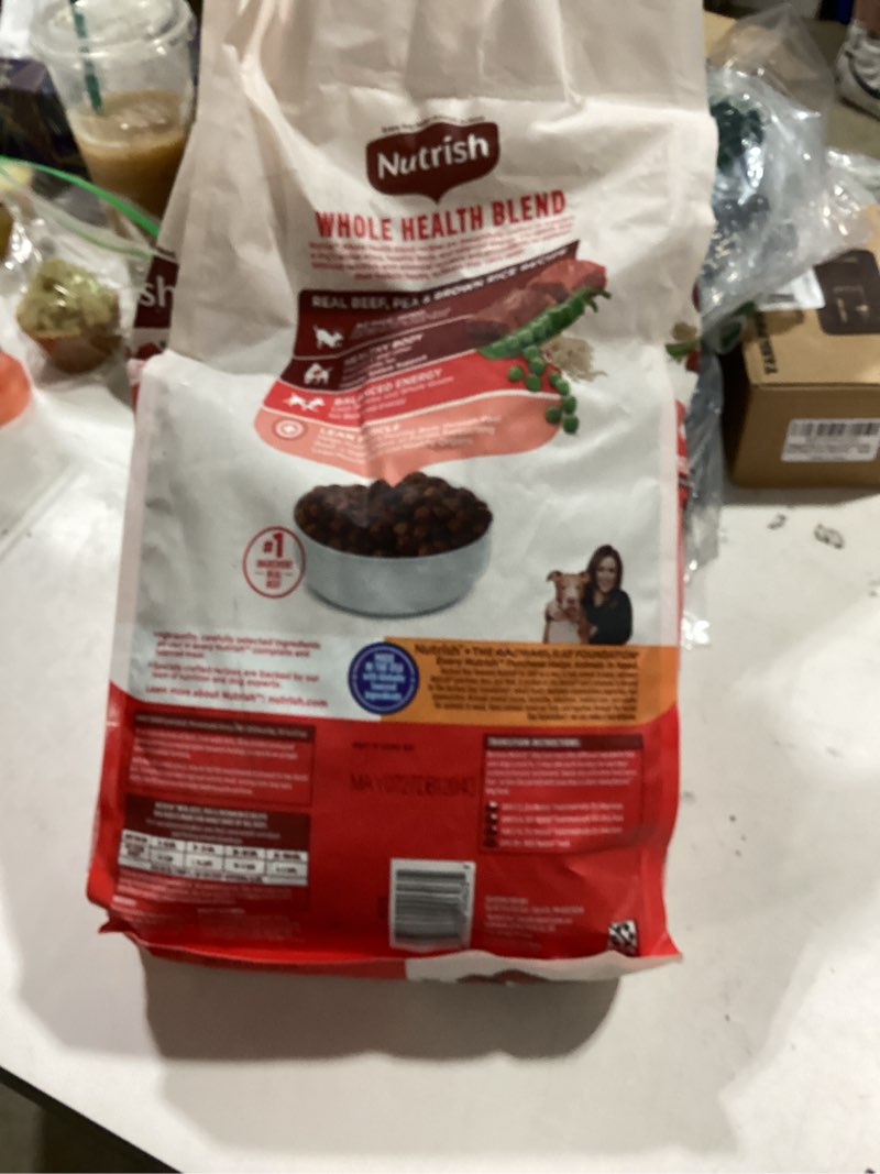 Condition photo showing New/Like New for nutrish dry dog food, real beef, pea & brown rice recipe whole health blend for adult dogs, 6 lb. bag (rachael ray)