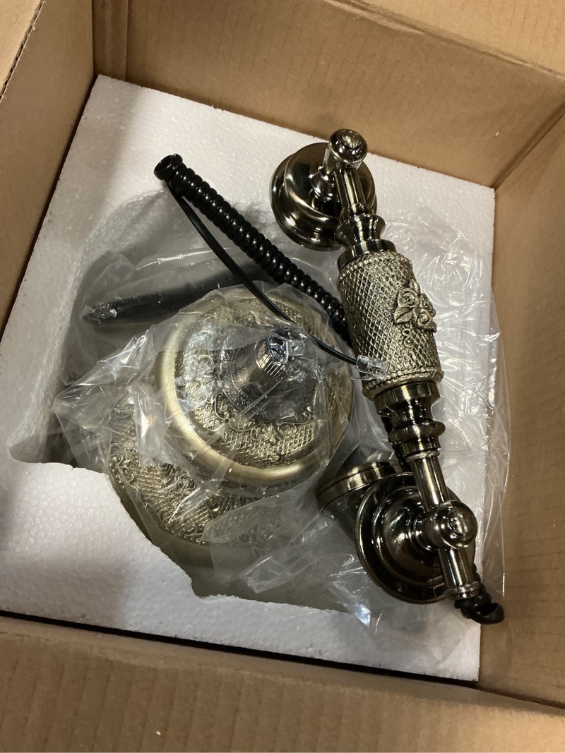 Condition photo showing Good Condition for WICHEMI Vintage Phone Retro Rotary Dial Phones Landline Telephone Old Fashion Antique Phone Old School Telephones for Home Office Cafe Bar Star Hotel Decor (Golden) Bronze