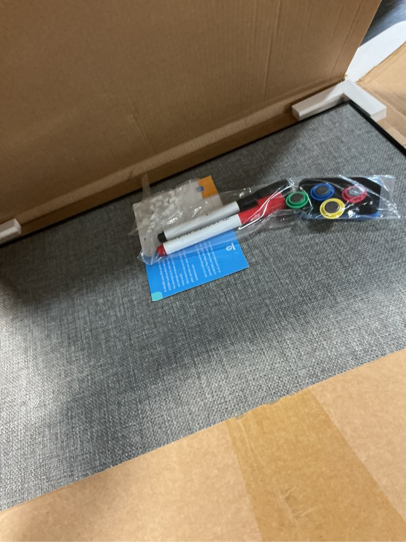 Condition photo showing Good Condition for arcobis cork board white board combo, 24"x18" linen bulletin board whiteboard for wall, double-sided magnetic dry erase corkboard for home, office, school, grey grey 24"x18"