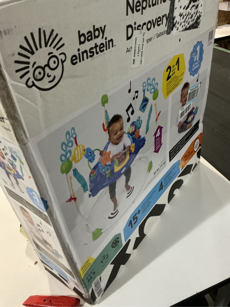 Condition photo showing New/Like New for baby einstein neptune's ocean discovery activity baby jumper activity center, ages 6 months +, max weight 25 lbs., unisex