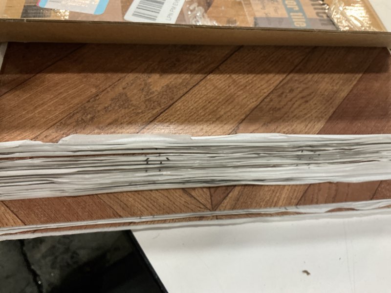 Condition photo showing New/Like New for Art3d 30-Pack Herringbone Peel and Stick Vinyl Floor Tiles, 12" x 12" Self Adhesive Waterproof Wood Flooring Plank for Kitchen Bathroom Bedroom, Cover 30 Sq. Ft, Brown