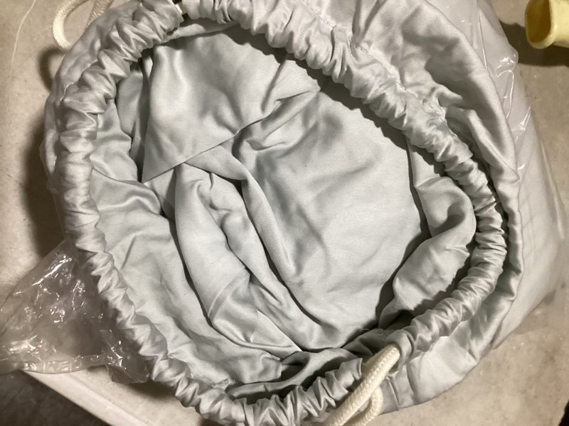 Condition photo showing As Is for bamboo sheet set, queen, mist