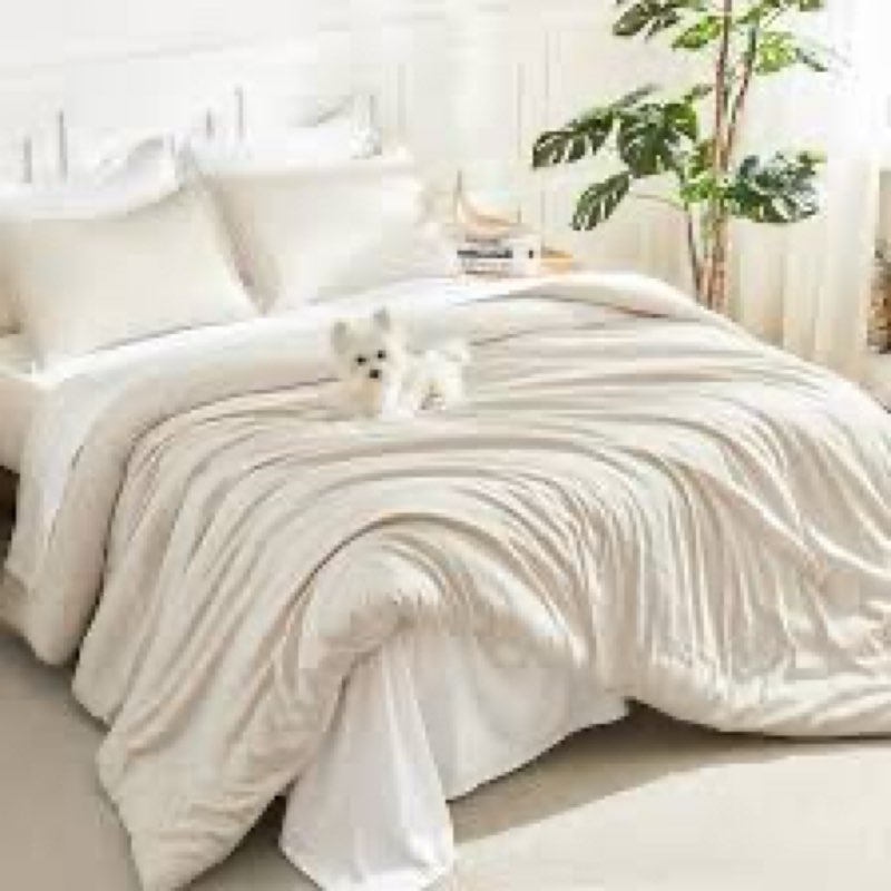 litanika comforters beige oversized queen size, 3 pieces lightweight solid bedding comforter set, al