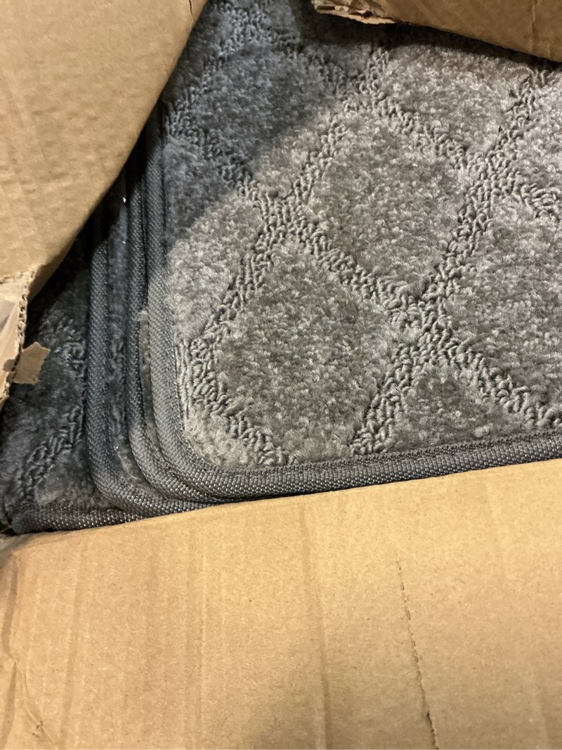 Condition photo showing Good Condition for bullnose stair treads non slip 9.5" x 36", 14 pcs carpet stair treads for wooden steps indoor with edge protection, reusable peel and stick tpu backing stair runner rugs - diamond pattern grey grey (diamond pattern) 9.5*36 inch 14