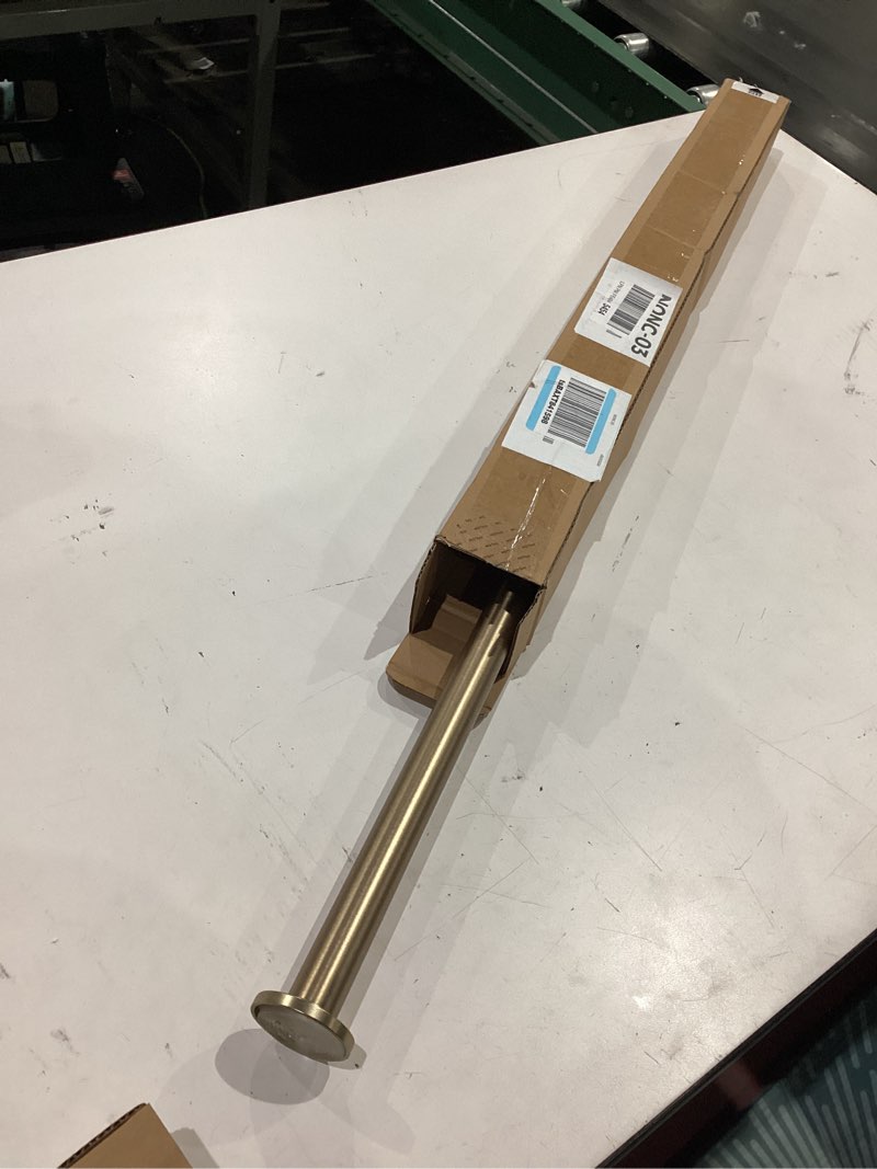 Condition photo showing As Is for ivilon tension curtain rod - spring tension rod for windows or shower, 36 to 54 inch. warm gold 36" to 54" warm gold