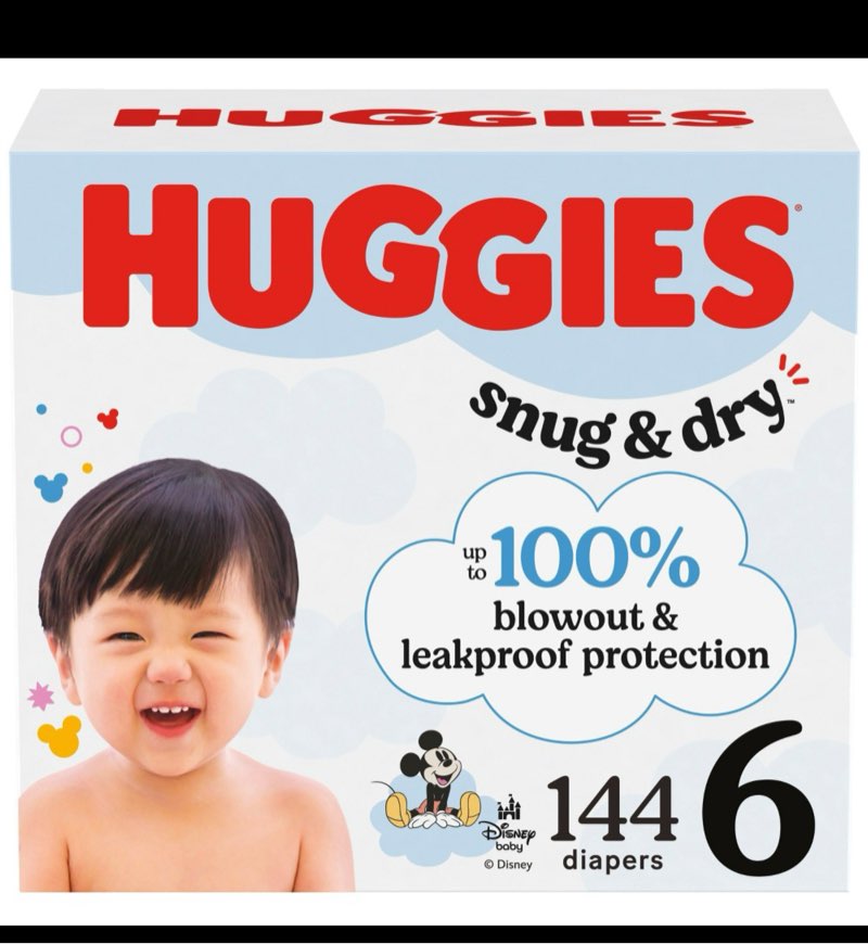 Huggies Snug & Dry Disposable Diapers - Econ+ Pack - Size 6 - 144ct