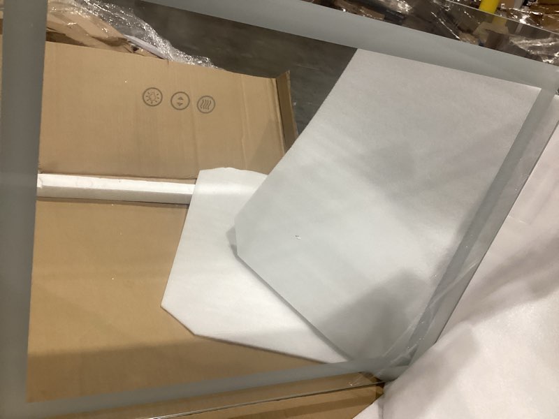 Condition photo showing Good Condition for loaao 24"x28" led mirror for bathroom, lighted bathroom mirror with lights, anti-fog, dimmable, memory function, clear reflection led 24"l x 28"w