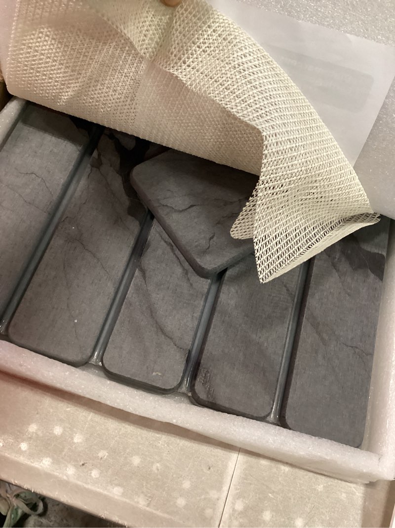 Condition photo showing Good Condition for large stone dish drying mat for kitchen counter, quick dry stone dishes mats,foldable water absorbing diatomaceous earth drying organizer pad for plate rack bottles utensils(dark gray 24"×16" & 8"x4") dark gray 24" x 16"